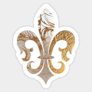 Fleur de Lis, Faux Silver+Gold Damask Sticker